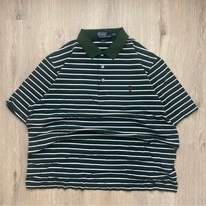 Polo Ralph Lauren Polo Shirt Mens M Green White Blue Stripe Classic Fit Golf